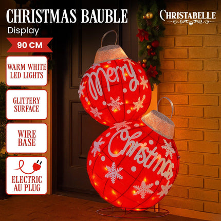 Christabelle Oversized Christmas Bauble Display Warm White Led Lights Glitter.