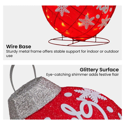 Christabelle Oversized Christmas Bauble Display Warm White Led Lights Glitter.