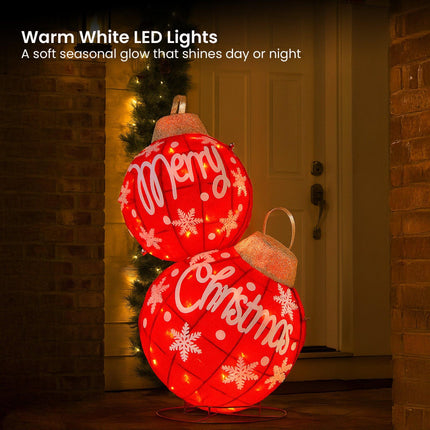 Christabelle Oversized Christmas Bauble Display Warm White Led Lights Glitter.