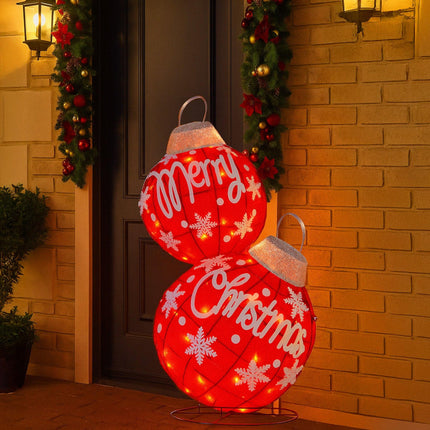 Christabelle Oversized Christmas Bauble Display Warm White Led Lights Glitter.