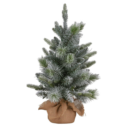 Christabelle 61cm Pre-Lit Snowy Stamford Spruce Battery-Operated Mini Christmas Tree Multi-Functional LED Timer.