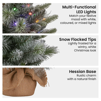 Christabelle 61cm Pre-Lit Snowy Stamford Spruce Battery-Operated Mini Christmas Tree Multi-Functional LED Timer.