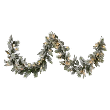 Christabelle 2.7m Christmas Garland Snowy with LED Lights Stamford Spruce Tree Decoration Ornament.