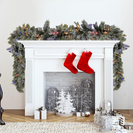 Christabelle 2.7m Christmas Garland Snowy with LED Lights Stamford Spruce Tree Decoration Ornament.