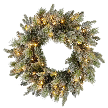 Christabelle 61cm Christmas Wreath Snowy Stamford Spruce with Coloured LED Lights Front Door Decoration Ornament.