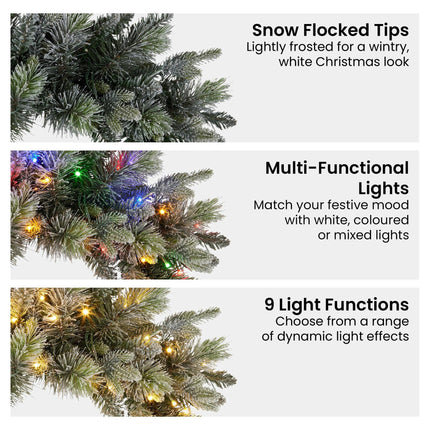 Christabelle 61cm Christmas Wreath Snowy Stamford Spruce with Coloured LED Lights Front Door Decoration Ornament.