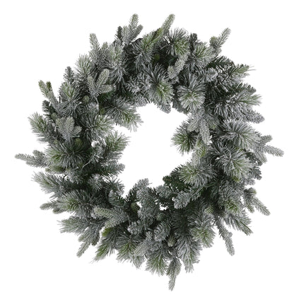 Christabelle 76cm Christmas Wreath Snowy Stamford Spruce with LED Lights Front Door Decoration Ornament.