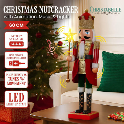 Christabelle 60cm Musical LED Animated Christmas Nutcracker Ornament Decoration.