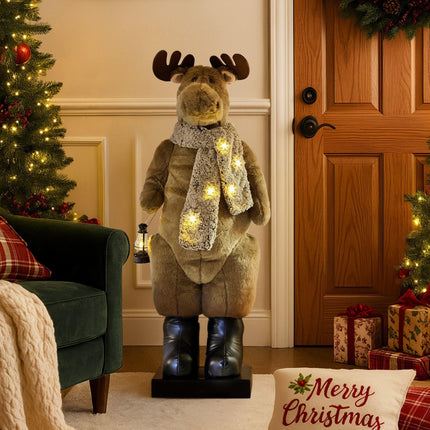 Christabelle 1.1m Musical LED Animated Christmas Moose Decoration Light-Up Lantern Ornament.
