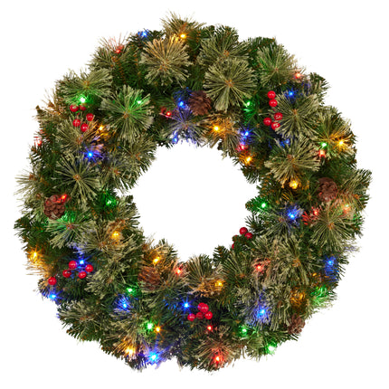 Christabelle 61cm Christmas Wreath Bristle Berry with LED Lights Front Door Decoration Ornament.