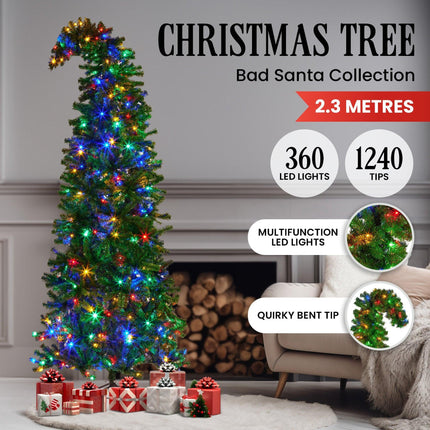 Christabelle Bad Santa 2.3m Curved Multicolour Pre-Lit Christmas Tree with 1240 Tips.
