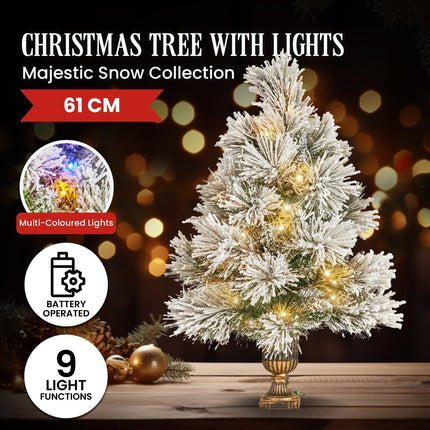 Christabelle 61cm Majestic Snow Tabletop Prelit Christmas Tree.