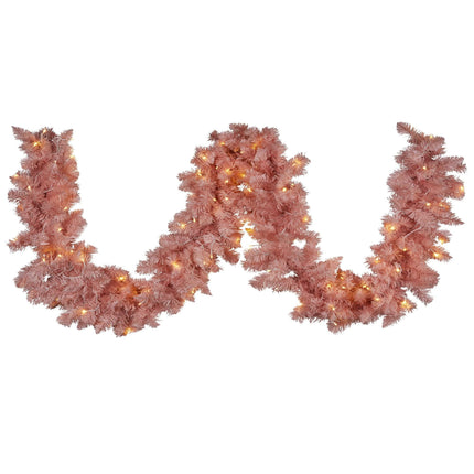Christabelle 274cm Pretty In Pink Christmas Garland With Led Lights.
