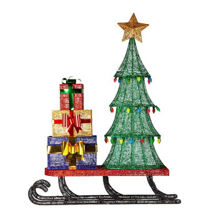 Christabelle Christmas Display Sled 183cm With Tree And Presents Led Lights & C9 Bulbs.