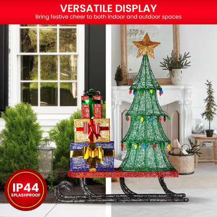 Christabelle Christmas Display Sled 183cm With Tree And Presents Led Lights & C9 Bulbs.