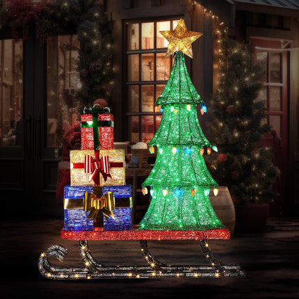 Christabelle Christmas Display Sled 183cm With Tree And Presents Led Lights & C9 Bulbs.