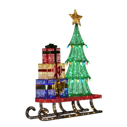 Christabelle Christmas Display Sled 183cm With Tree And Presents Led Lights & C9 Bulbs.