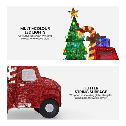 Christabelle 1.4m Christmas Tree Truck Indoor Outdoor Display Decoration LED Lights Front Yard Lawn Statue Ornament.