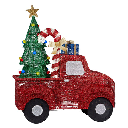 Christabelle 1.4m Christmas Tree Truck Indoor Outdoor Display Decoration LED Lights Front Yard Lawn Statue Ornament.