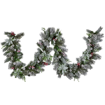 Swishmas 274cm Snowy Crown Pine Pre-Lit Multicolour Christmas Garland.