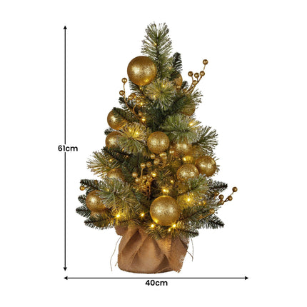 Christabelle 61cm Battery-operated Christmas Tree Warm Lights Led Table Top Gold.