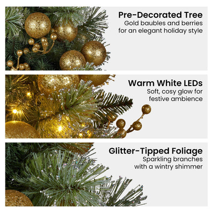 Christabelle 61cm Battery-operated Christmas Tree Warm Lights Led Table Top Gold.