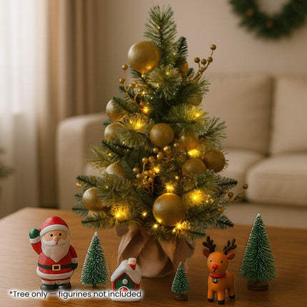 Christabelle 61cm Battery-operated Christmas Tree Warm Lights Led Table Top Gold.