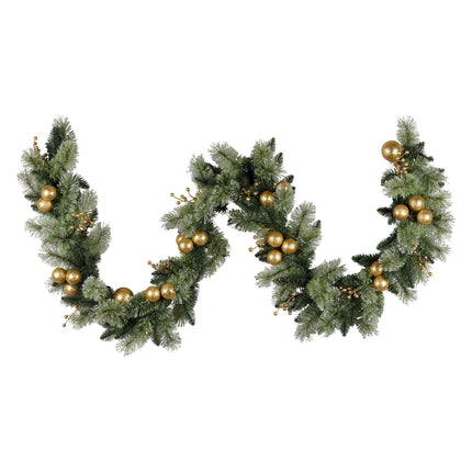 Christabelle 2.7m Christmas Garland with Gold Baubles and LED Lights Mantle Decoration Ornament.