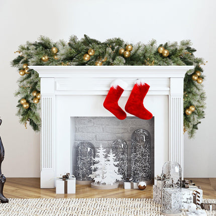 Christabelle 2.7m Christmas Garland with Gold Baubles and LED Lights Mantle Decoration Ornament.