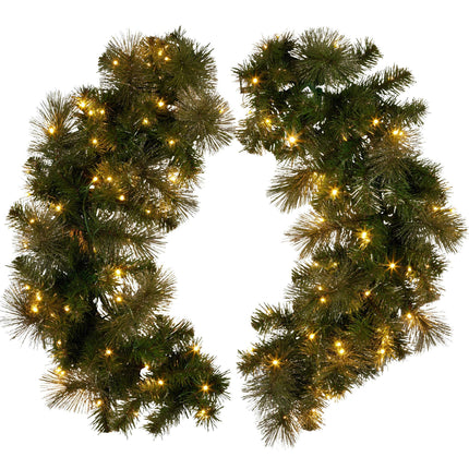 Christabelle 1.22m Split 2pc Christmas Wreath with LED Lights Pine Dual Front Doors Decoration Ornament.
