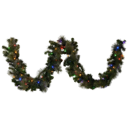 Christabelle 2.7m Christmas Garland with LED Lights Glittery Gold Pine Mantle Decoration Ornament.