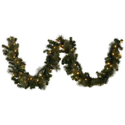 Christabelle 2.7m Christmas Garland with LED Lights Glittery Gold Pine Mantle Decoration Ornament.