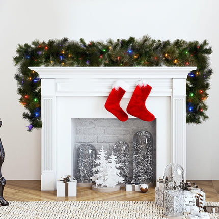 Christabelle 2.7m Christmas Garland with LED Lights Glittery Gold Pine Mantle Decoration Ornament.