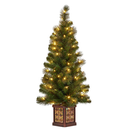 Christabelle 4ft Christmas Tree Glittery Gold Pine Led Multi Lights Xmas Decor.