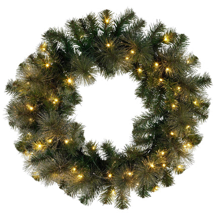 Christabelle 61cm Christmas Wreath with LED Lights Glittery Gold Pine re-Lit Front Door Decoration Ornament.