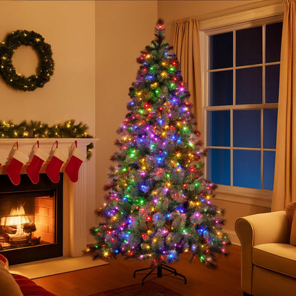 Christabelle 7.5ft Christmas Tree Glittery Gold Pine Led Multi-functional Lights.