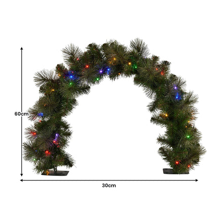 Christabelle 60cm Tabletop Christmas Archway Garland with LED Lights Gold Mantle Decoration Ornament.