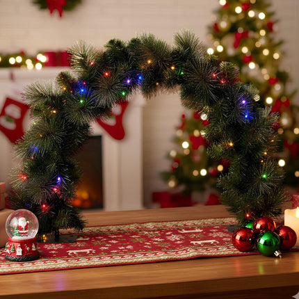 Christabelle 60cm Tabletop Christmas Archway Garland with LED Lights Gold Mantle Decoration Ornament.