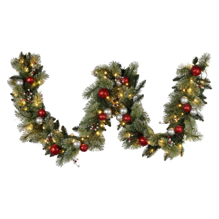 Christabelle 2.7m Christmas Garland with LED Lights and Baubles Mantle Decoration Ornament.