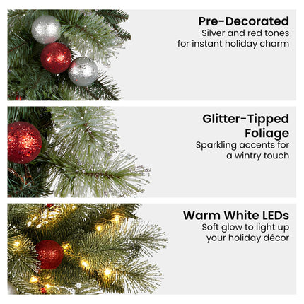 Christabelle 2.7m Christmas Garland with LED Lights and Baubles Mantle Decoration Ornament.
