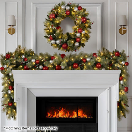 Christabelle 2.7m Christmas Garland with LED Lights and Baubles Mantle Decoration Ornament.