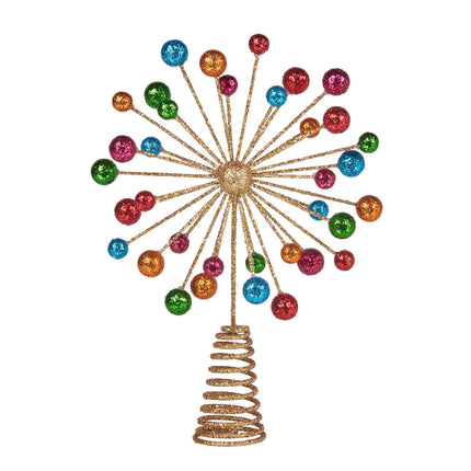 Christabelle Christmas Tree Topper Glittery Baubles Gold Decoration Ornaments.