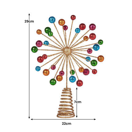 Christabelle Christmas Tree Topper Glittery Baubles Gold Decoration Ornaments.