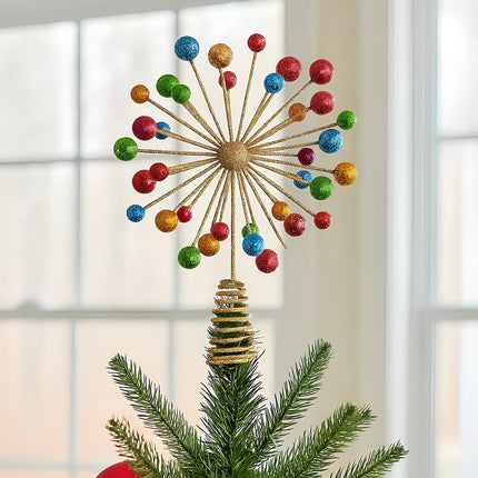 Christabelle Christmas Tree Topper Glittery Baubles Gold Decoration Ornaments.