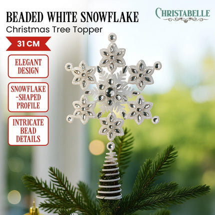 Christabelle Snowflake Christmas Tree Topper Beaded Decoration Ornament Xmas.