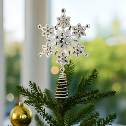 Christabelle Snowflake Christmas Tree Topper Beaded Decoration Ornament Xmas.