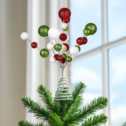Christabelle Baubles Christmas Tree Topper Festive Glitter Finish Xmas Ornament.