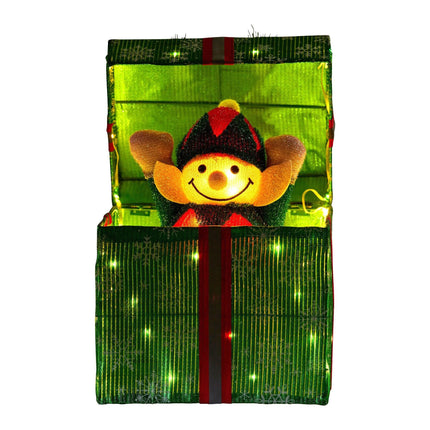 Christabelle Animated Elf Gift Box Led Lights Christmas Tree Decoration Ornament.