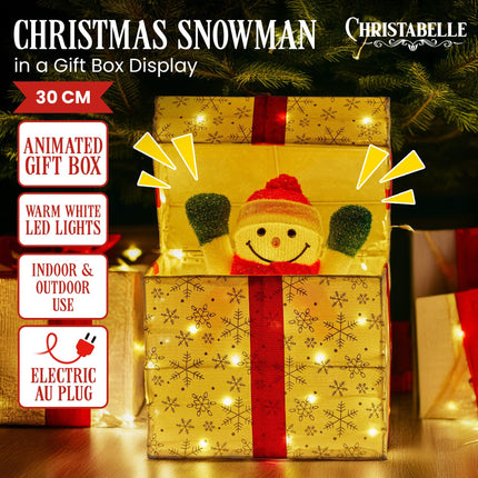 Christabelle Animated Snowman Gift Box Led Christmas Tree Decoration Ornaments.