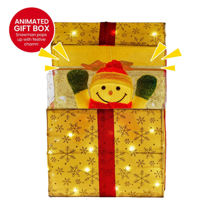 Christabelle Animated Snowman Gift Box Led Christmas Tree Decoration Ornaments.